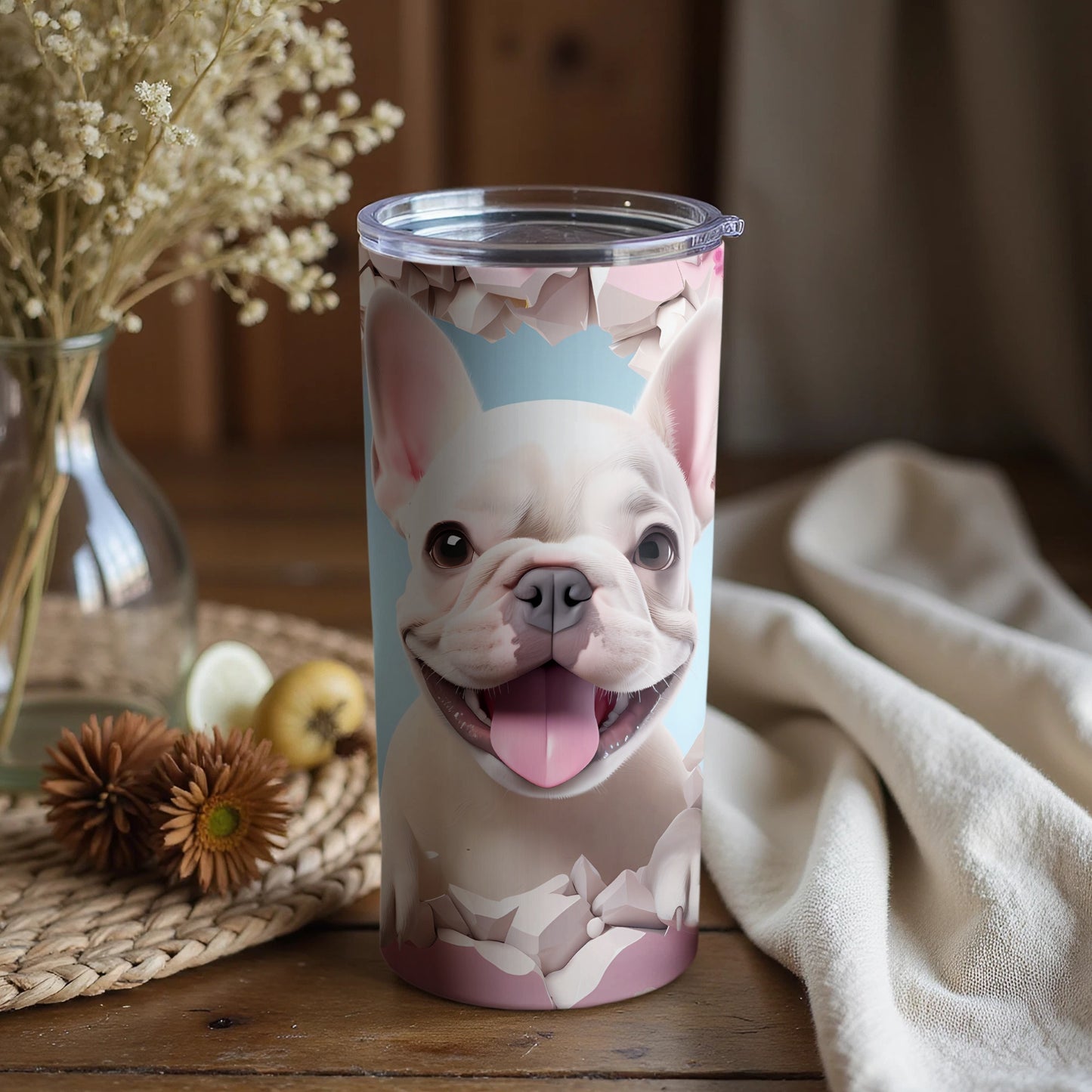 Delightful Smiling French Bulldog Art Print Tumbler product type
French Bulldog
Bulldog
Dog Lover
Pet Lover
Cute Dog
Happy Dog
Smiling Dog
Dog Art
Pet Illustration
Tumbler
Drinkware
Beverage Container
Puppy Design
Animal Print
Gift Idea
Pet Owner Gift
Unique Tumbler
Dog Theme
Frenchie
Travel Cup