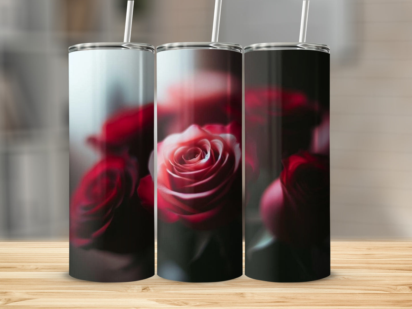 Elegant Floral Rose Patterned Tumbler Drinkware