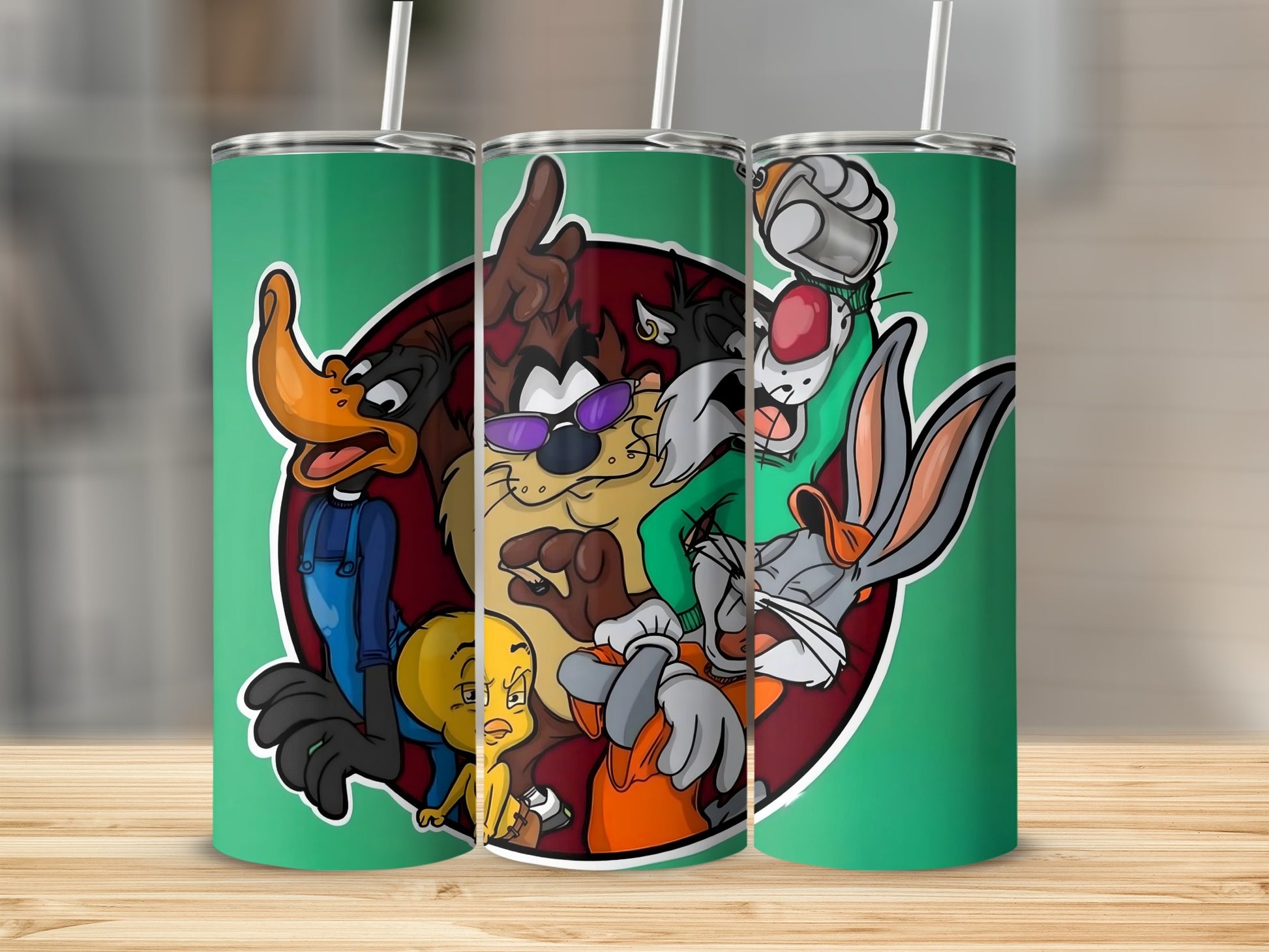 Classic Cartoon Characters Tumbler with Straw Flask