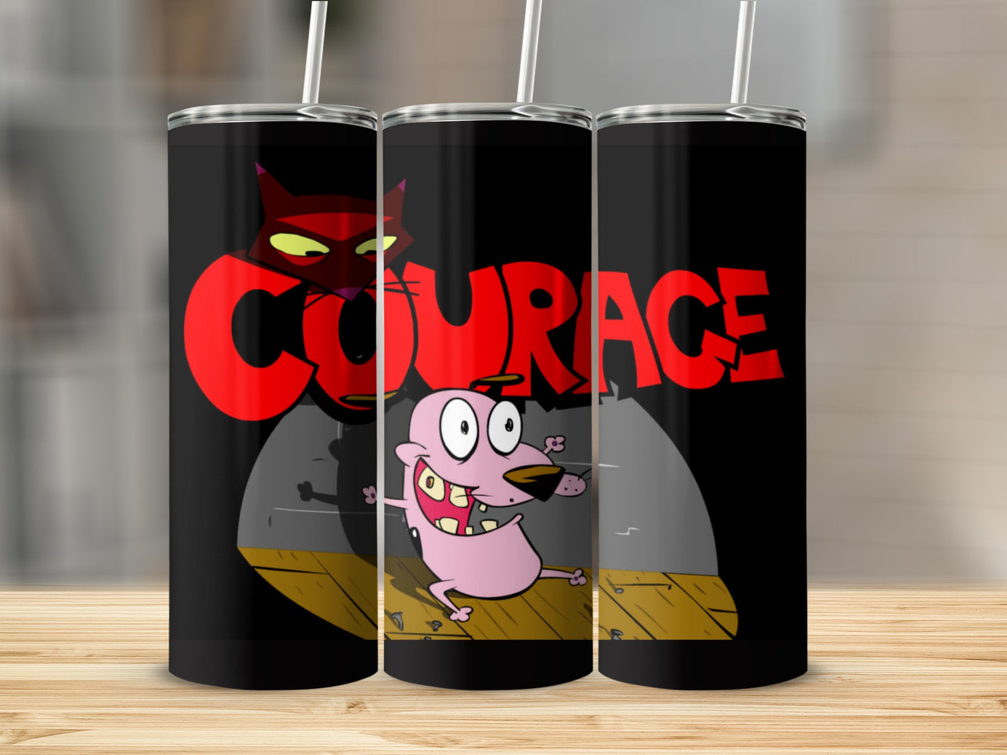 Courage the Cowardly Dog Tumbler with Straws