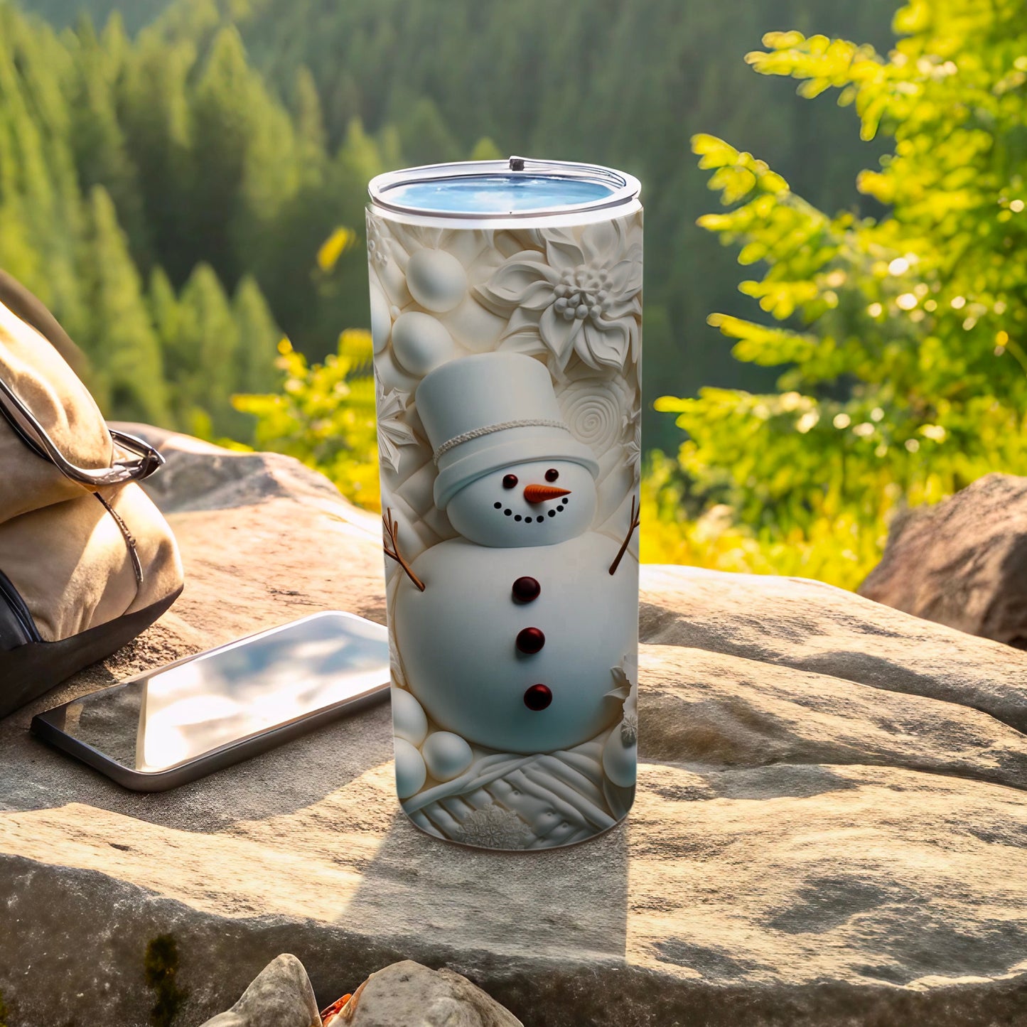 Frosty Snowman Tumbler with Winter Theme Design