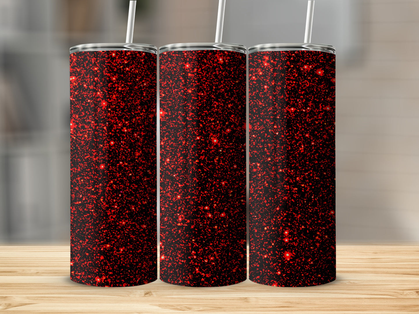 Sparkling Red Glitter Tumbler Beverage Container