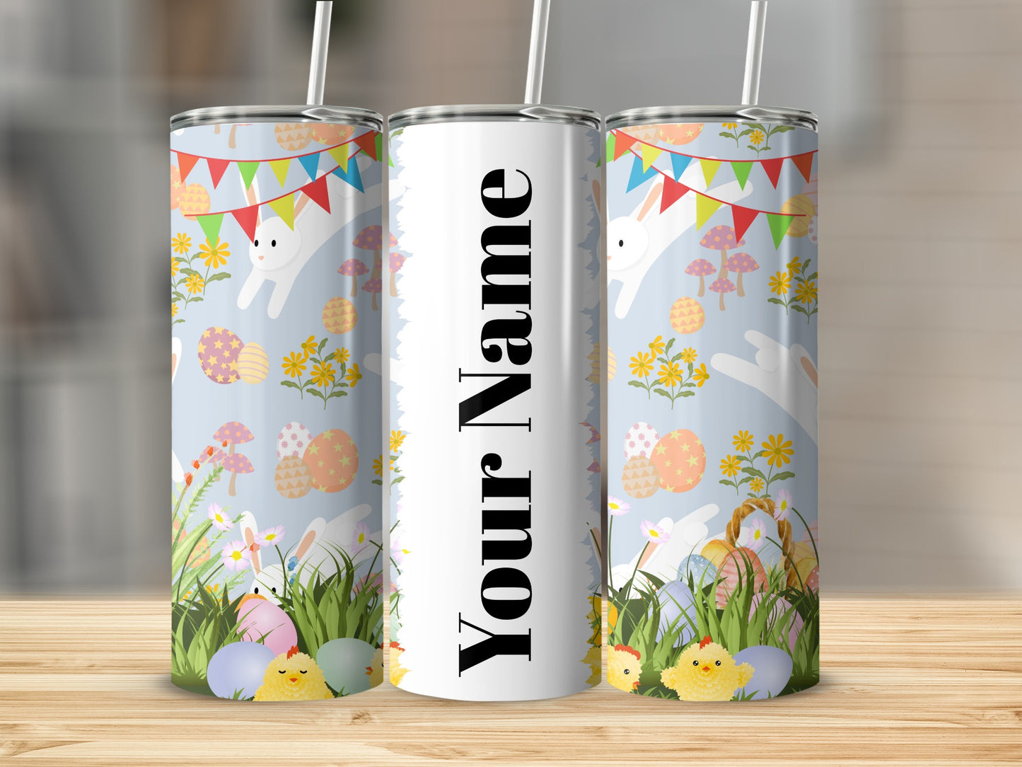 Personalized Easter Themed Tumbler with Straw Product