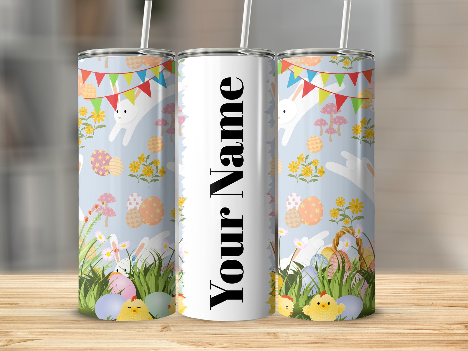 Personalized Easter Themed Tumbler with Straw Product