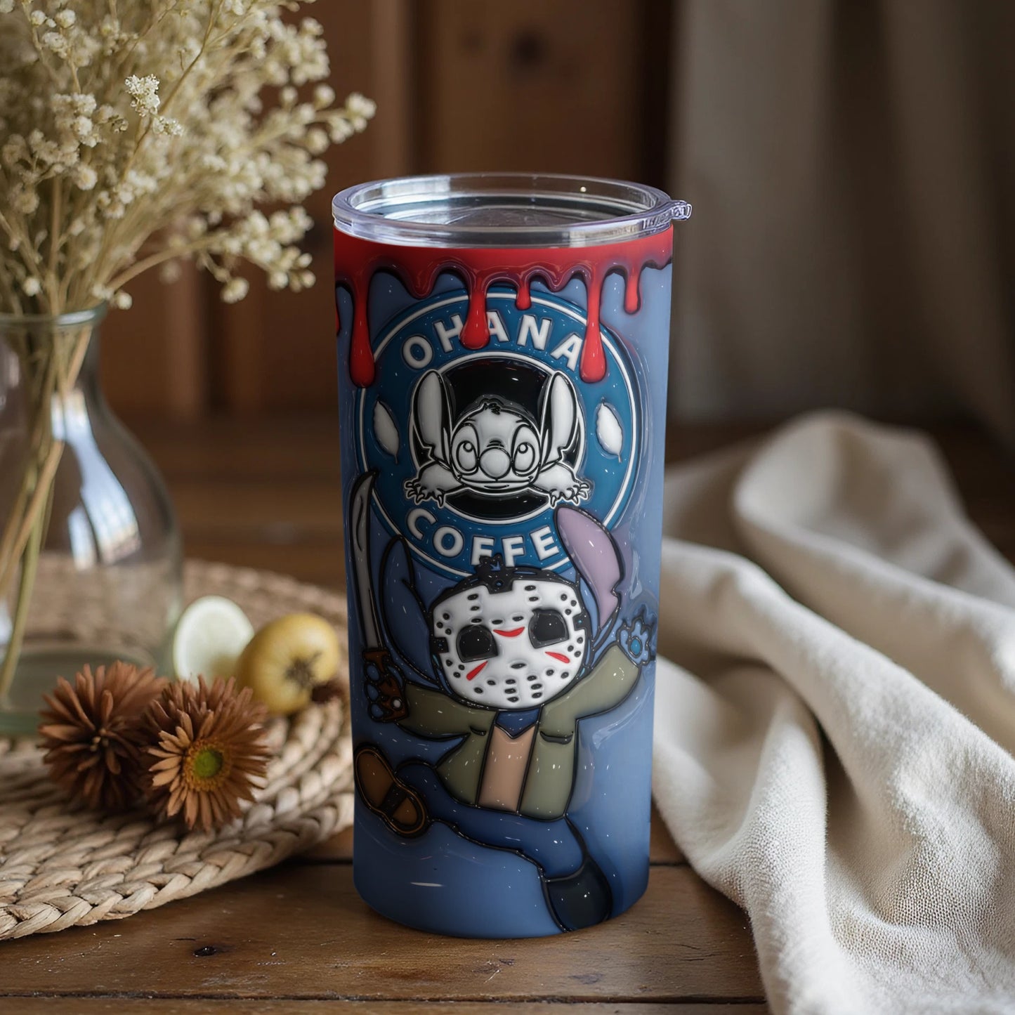 Unique Ohana Coffee Horror Character Design Tumbler