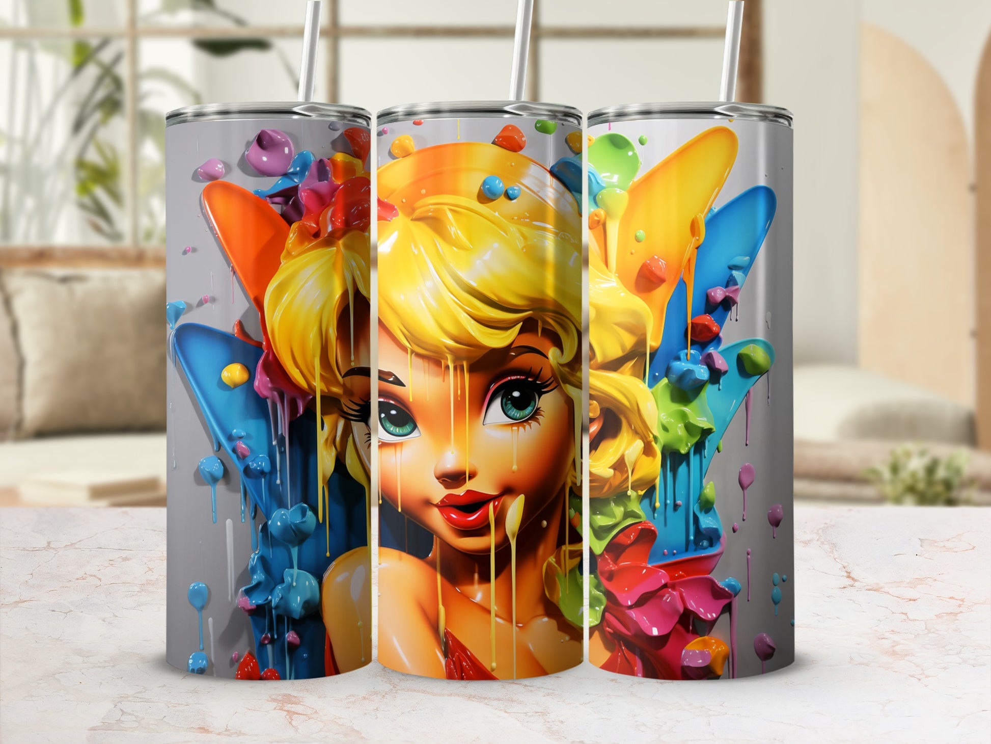 Colorful Artistic Girl Design Insulated Tumbler