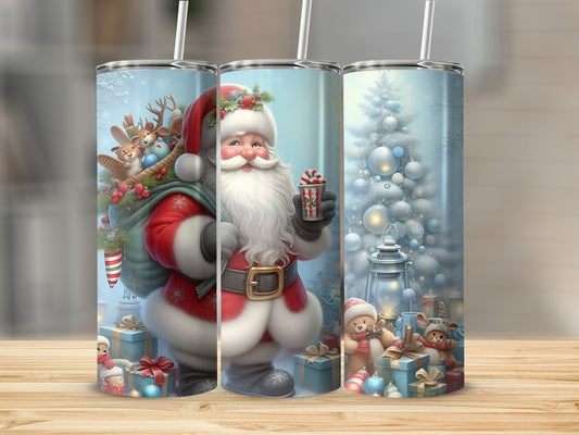 Festive Santa Claus and Christmas Decorations Tumbler