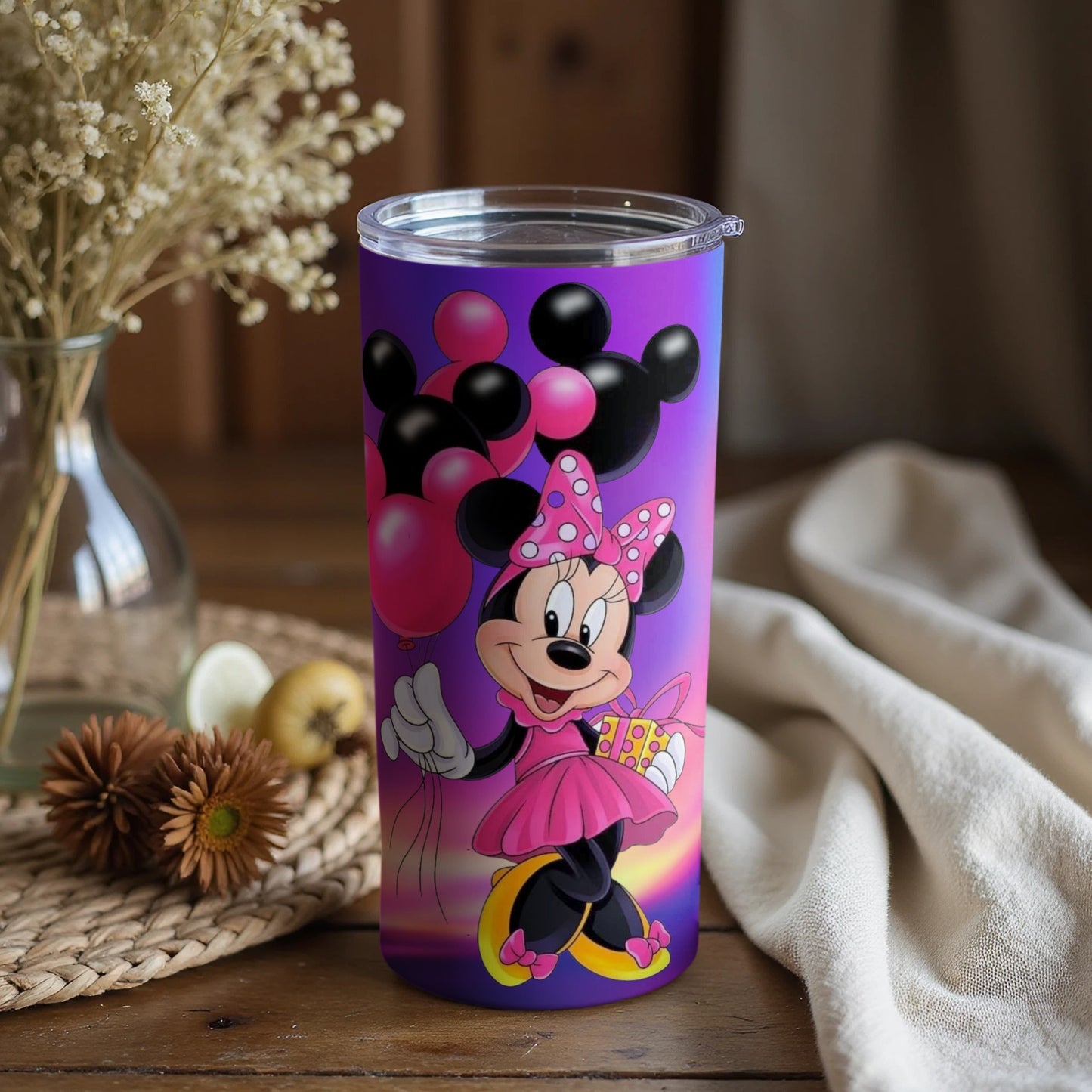 Minnie Mouse Tumbler with Balloon and Gift Design
