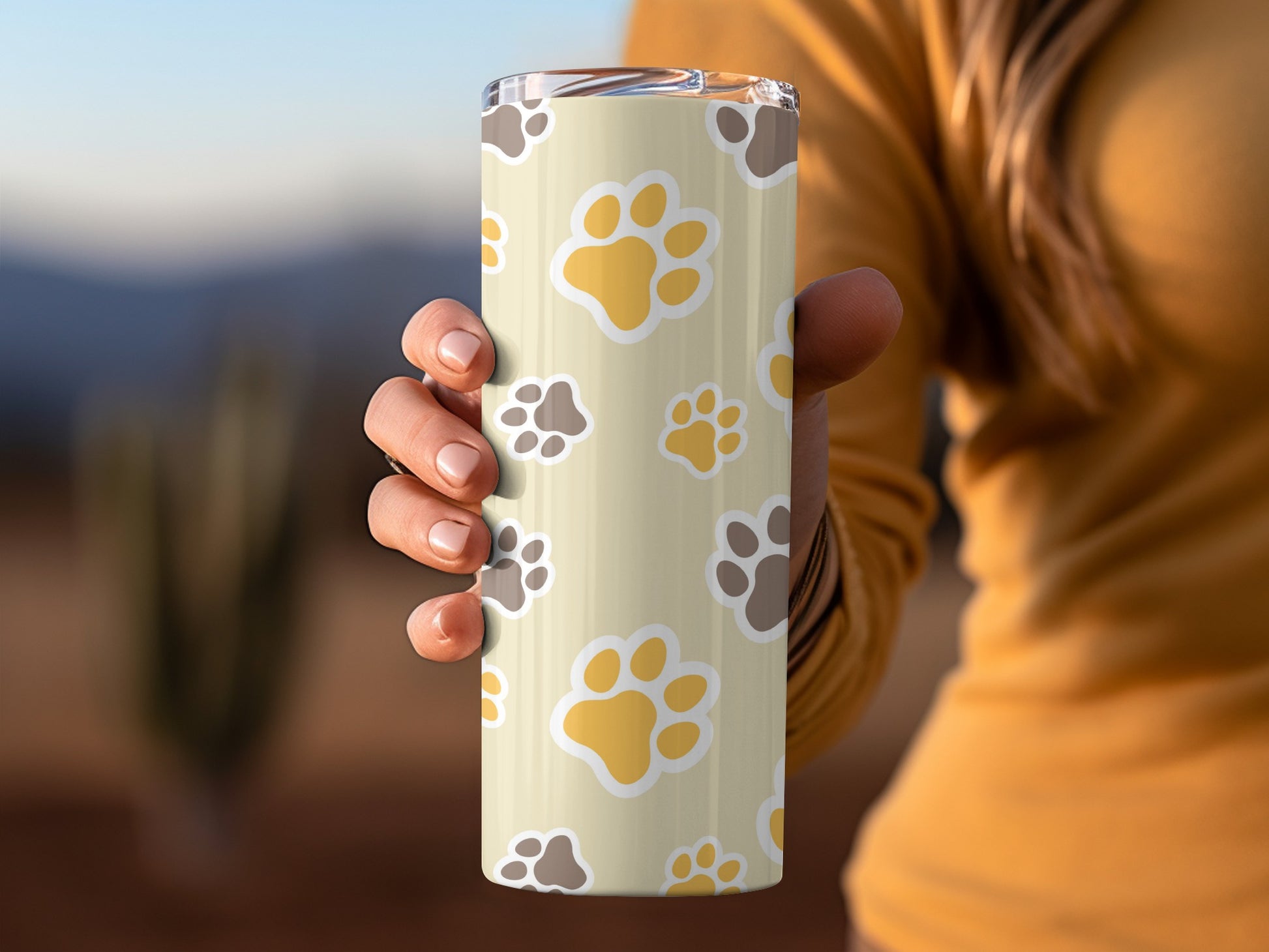 Cute Paw Print Insulated Travel Tumbler Mug for Pet Lovers