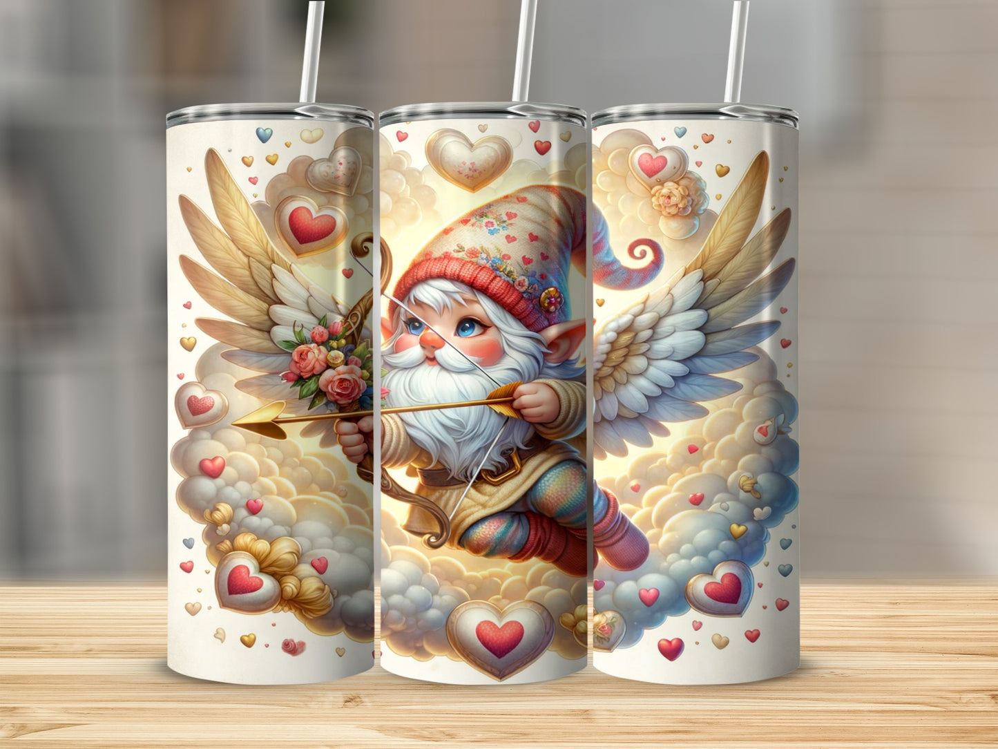 Cute Gnome with Wings and Heart Design Tumbler