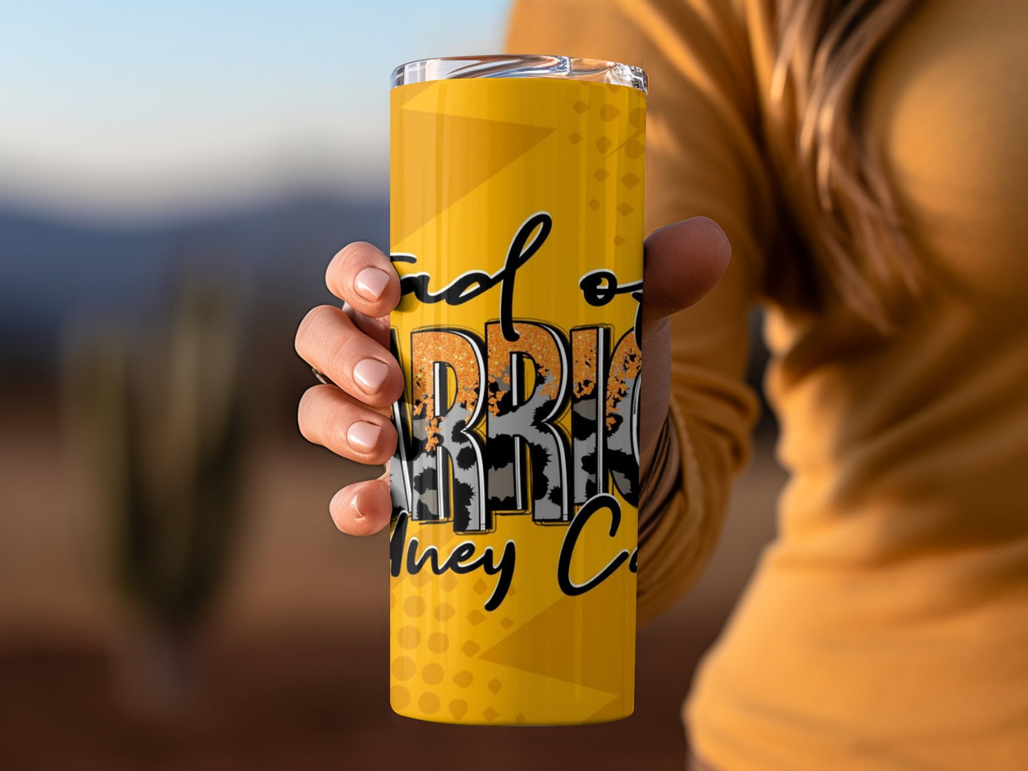 Dad of a Warrior Honey Calligraphy Tumbler