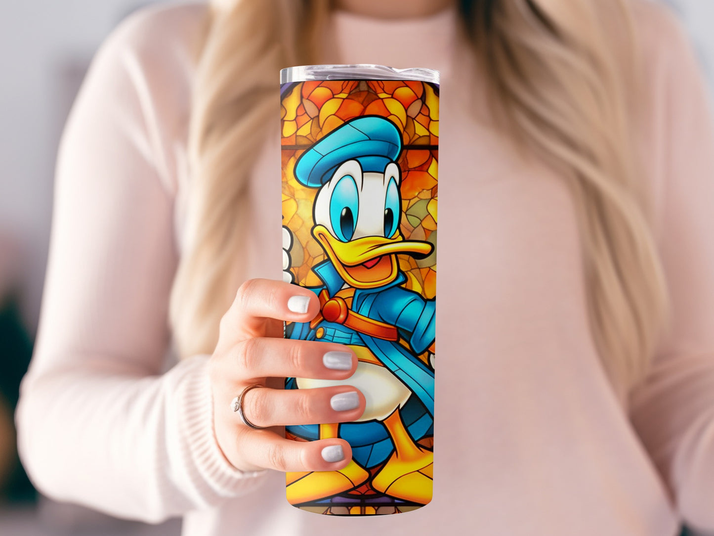 Colorful Donald Duck Stained Glass Travel Tumbler Product