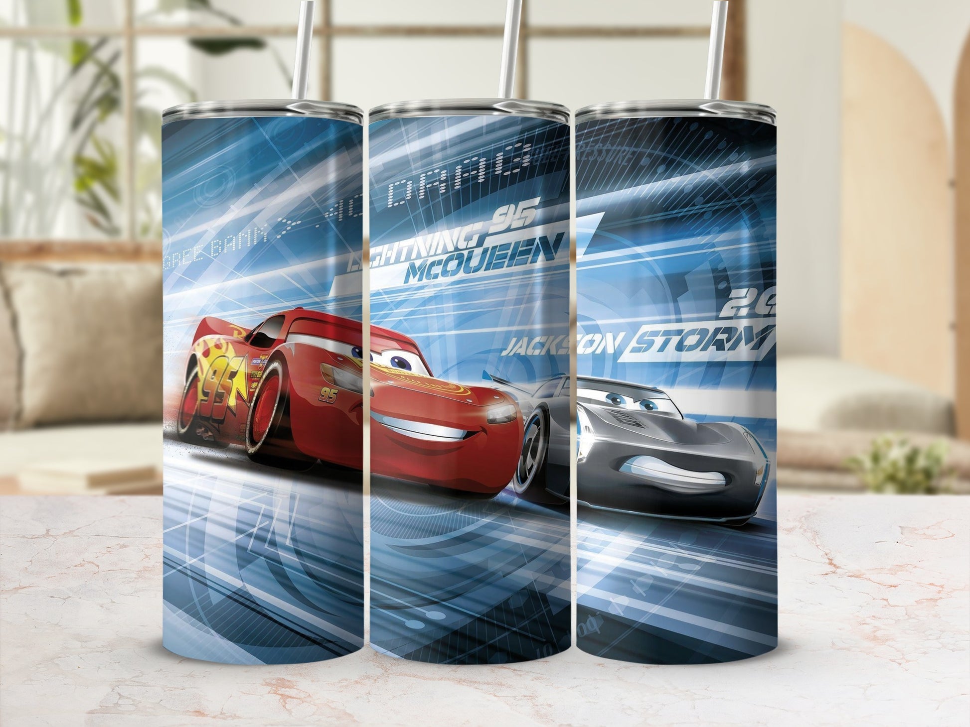 Lightning McQueen and Jackson Storm Tumbler