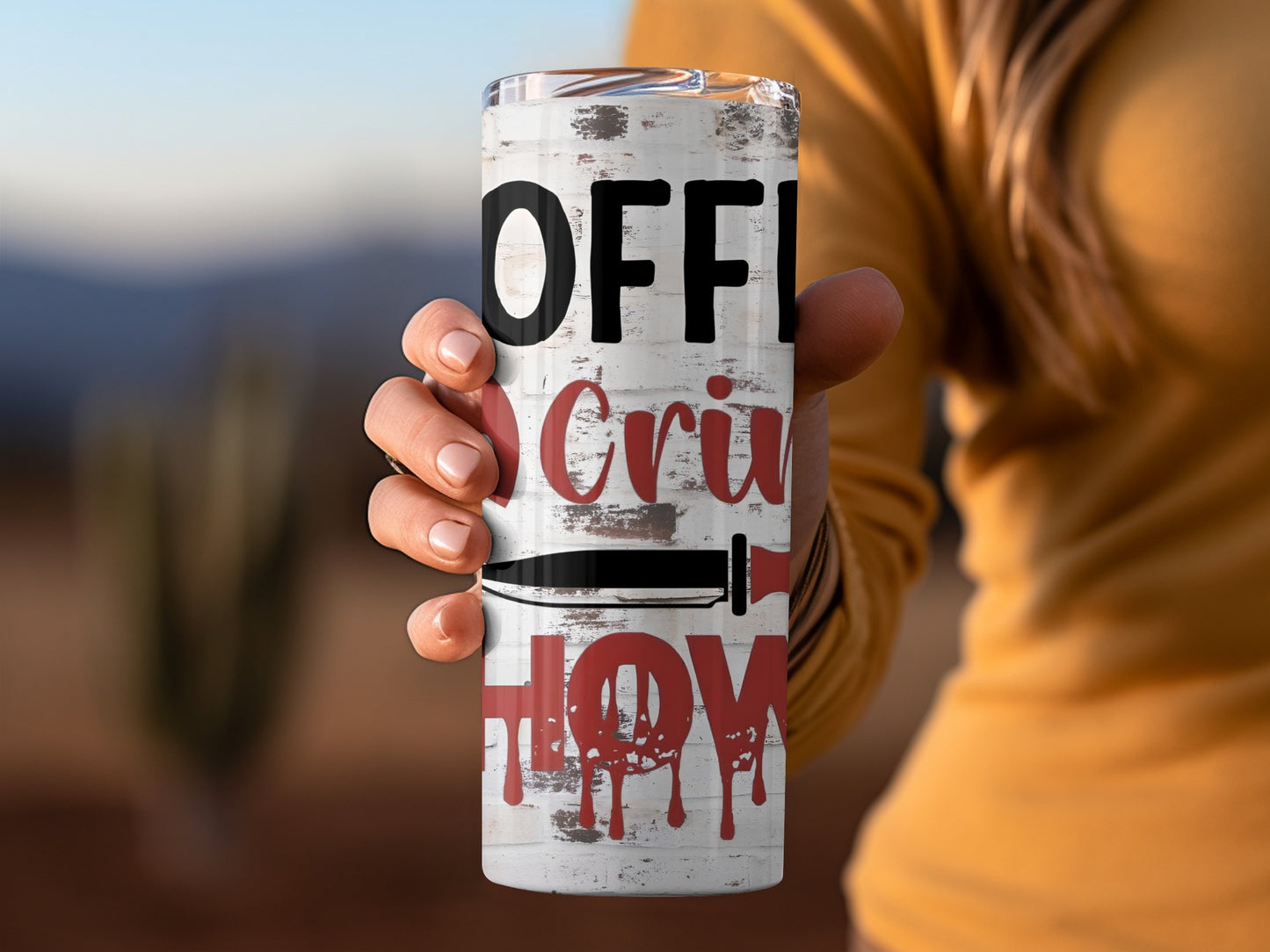 OFFICIALLY ADDICTED TO COFFEE CRIME SHOWS tumbler