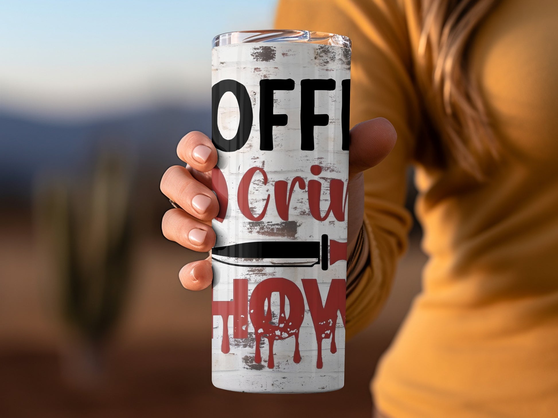 OFFICIALLY ADDICTED TO COFFEE CRIME SHOWS tumbler