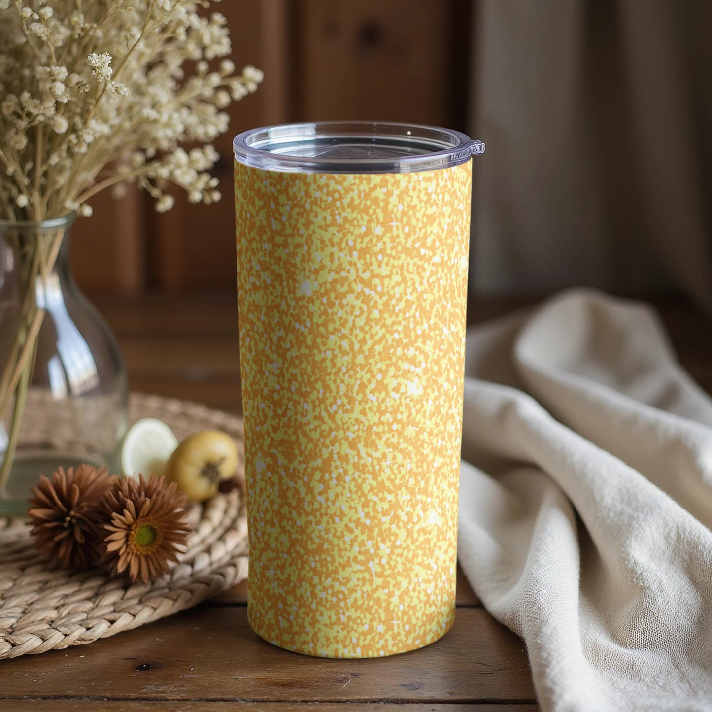Glittering Yellow Insulated Tumbler for Aesthetic Drinkware