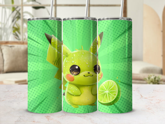 Cute Lime Green Character Tumbler With Straw
