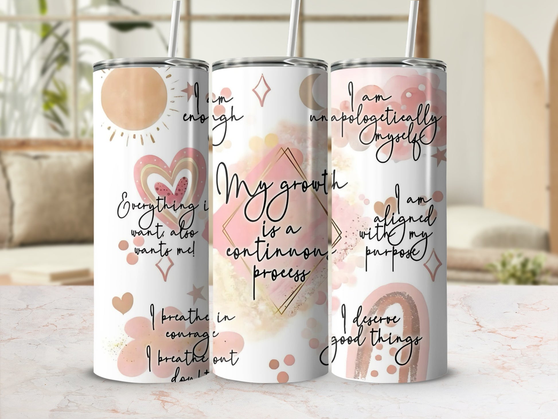 Inspirational Quotes Tumbler Designed with Motivational Art