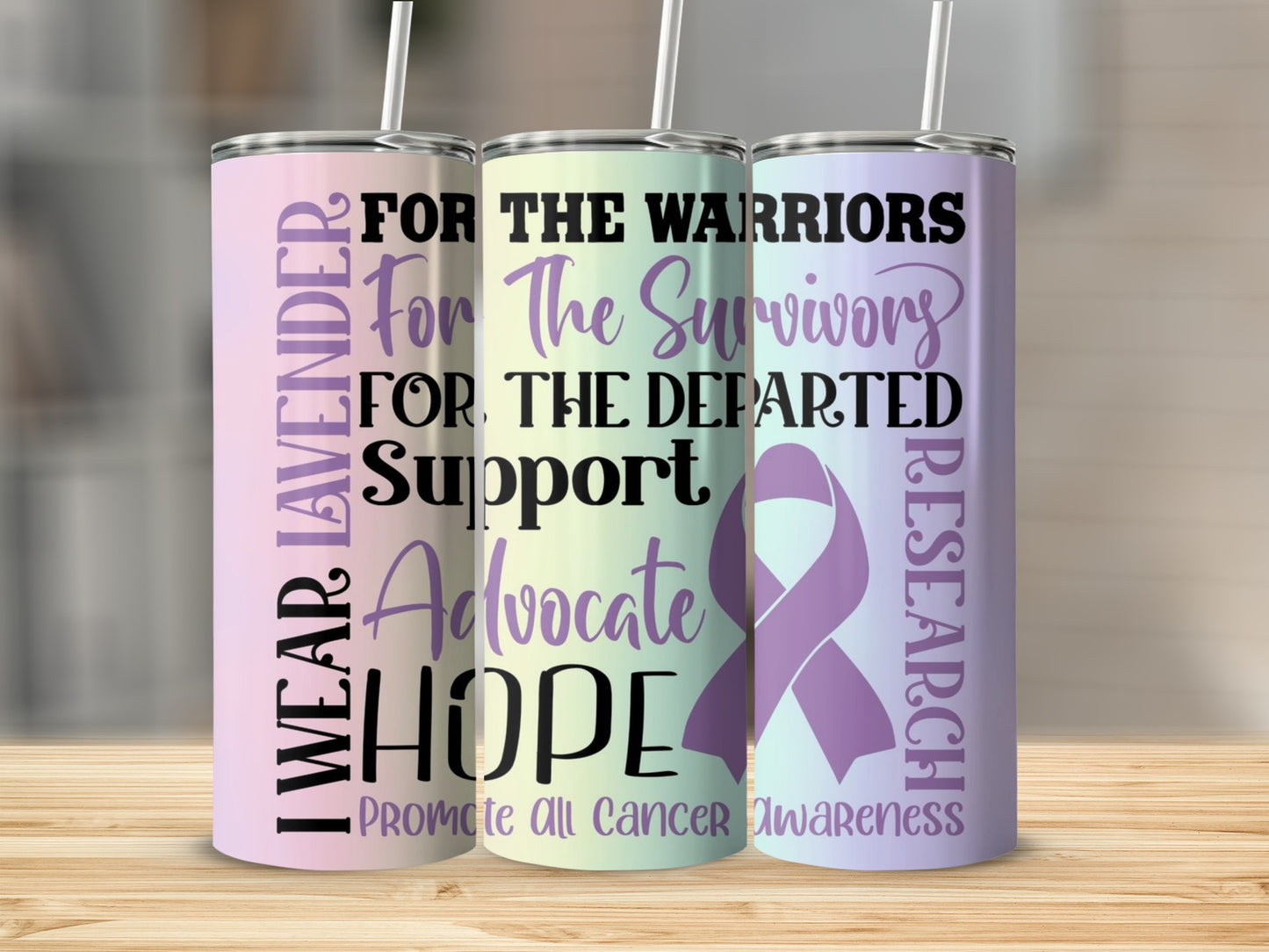 Lavender Cancer Awareness Support Hope Advocate Tumbler
