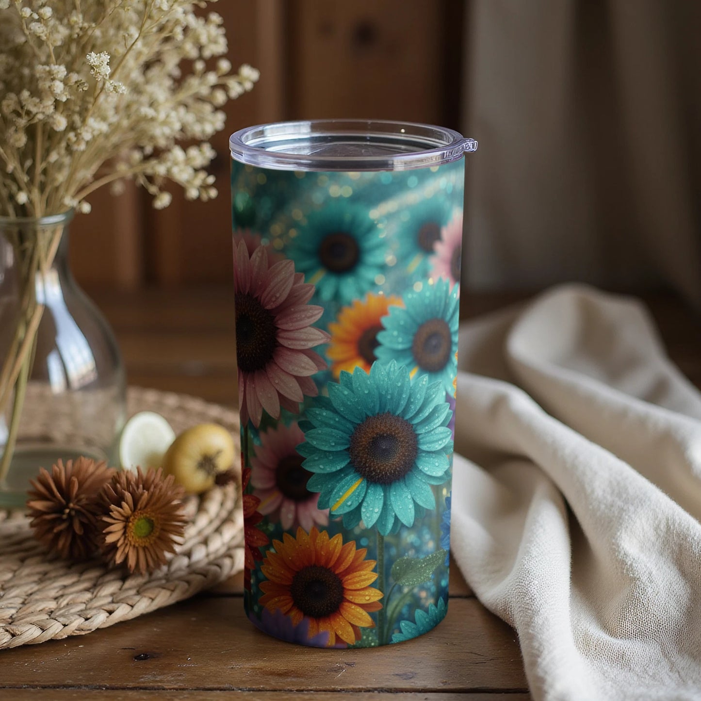 Colorful Sunflower Print Insulated Tumbler