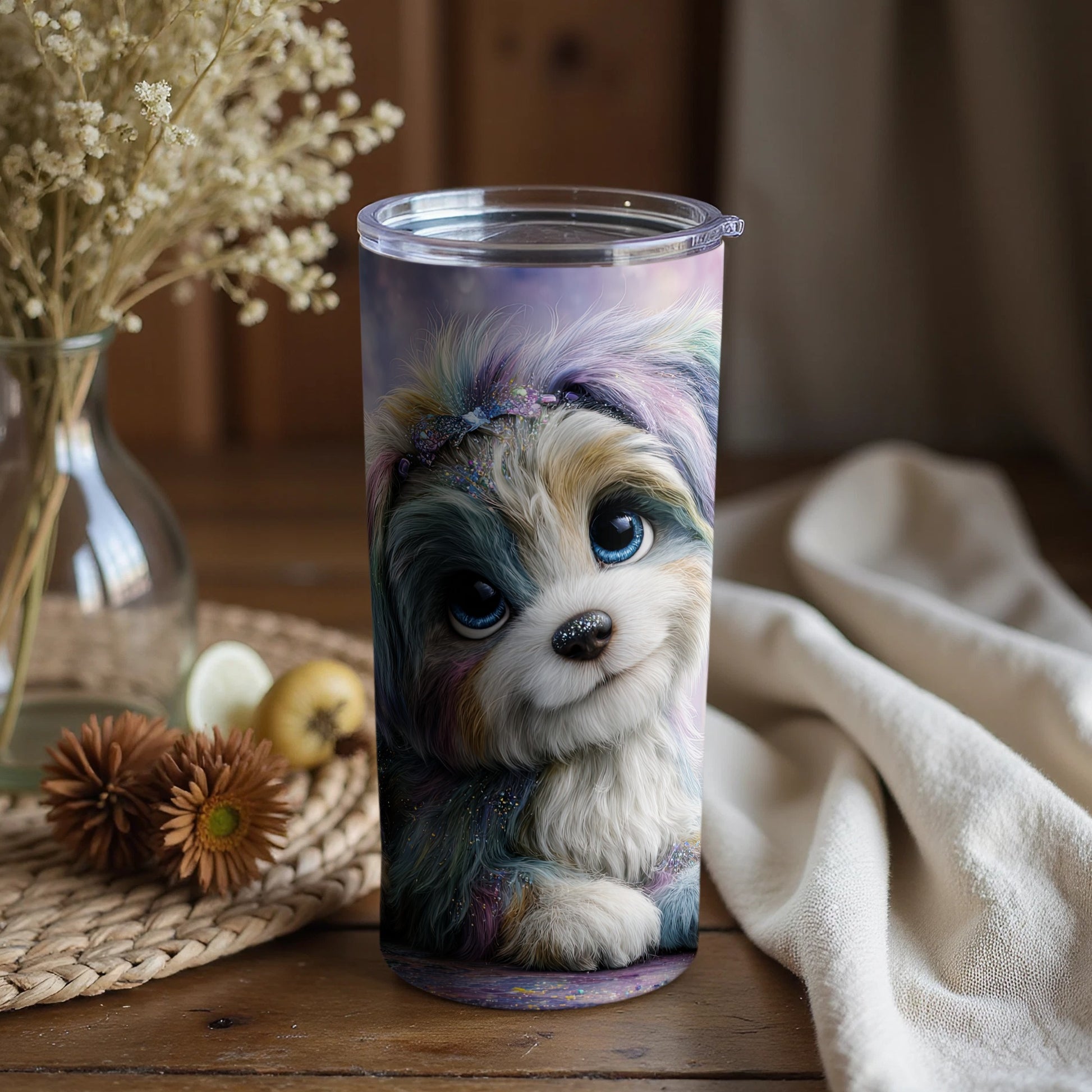 Adorable Blue Eyed Puppy Themed Tumbler