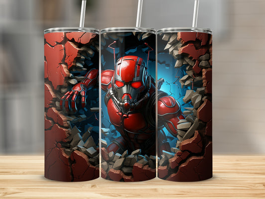 Hero Breaking Through Wall Art Tumbler Design