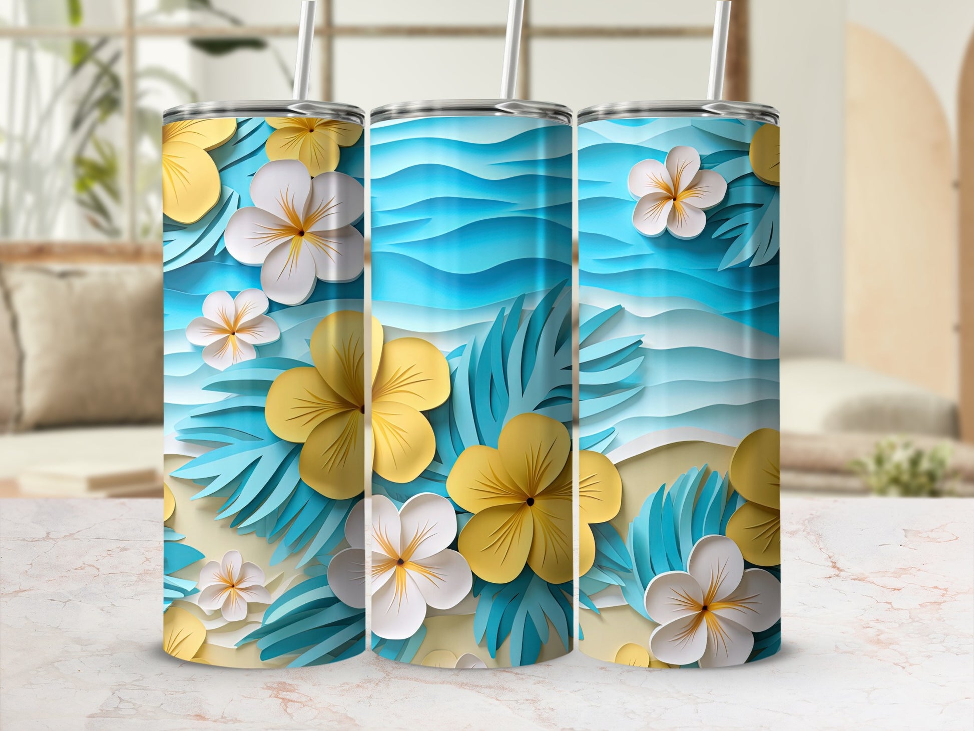 Vibrant Tropical Floral Insulated Stainless Steel Tumbler