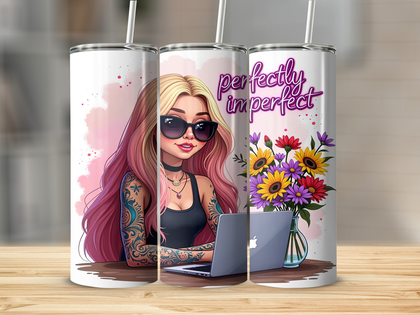 Perfectly Imperfect Pink Hair Tattooed Woman Laptop Flowers product type
Perfectly Imperfect, Tattooed Woman, Pink Hair Girl, Sunglasses Style, Laptop User Art, Floral Bouquet, Sunflower Design, Empowering Quote, Unique Artwork, Trendy Girl Art, Modern Illustration, Character Art, Digital Painting, Watercolor Background, Graphic Print, Self Love Theme, Woman Power, Stylish Art, Aesthetic Design, Creative Image