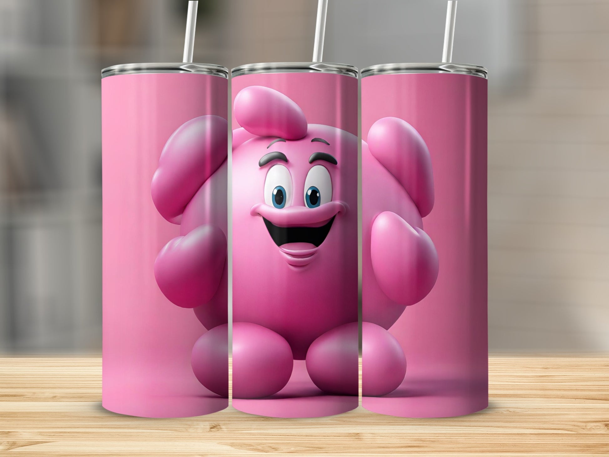Cute Pink Cartoon Character Insulated Tumbler