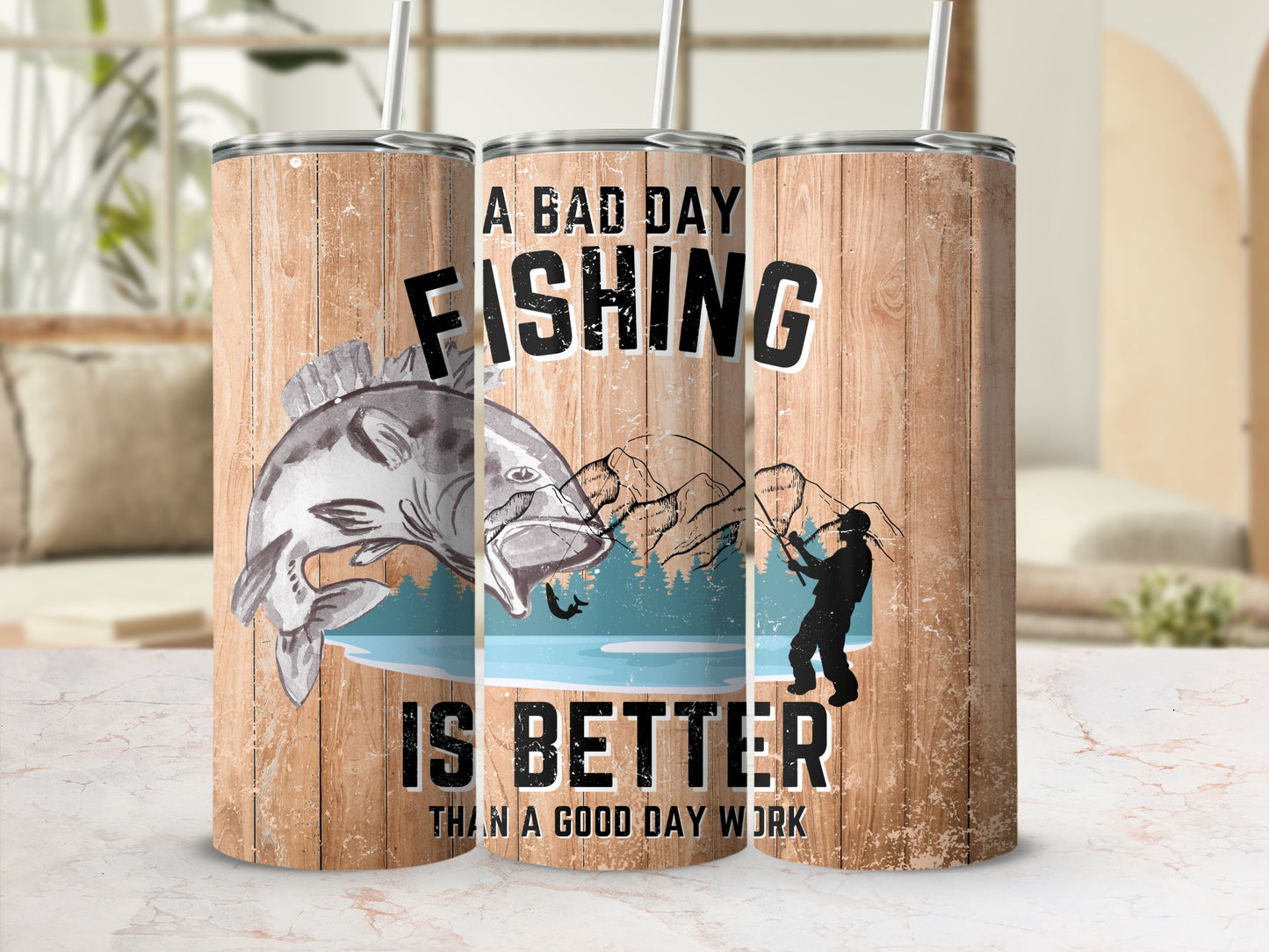 A BAD DAY FISHING IS BETTER THAN A GOOD DAY WORK product type
fishing, fisherman, fish, bass, angler, outdoors, nature, lake, river, sport fishing, fishing gift, tumbler, drinkware, wood grain, quote, funny fishing, fishing humor, man cave, gift for dad, outdoor enthusiast