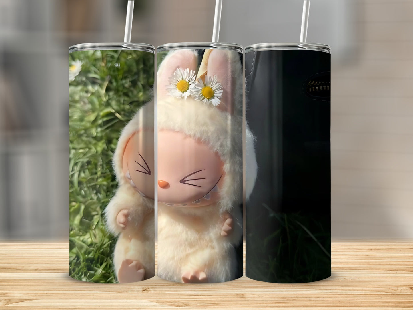 Cute Bunny with Flowers Design Insulated Tumbler