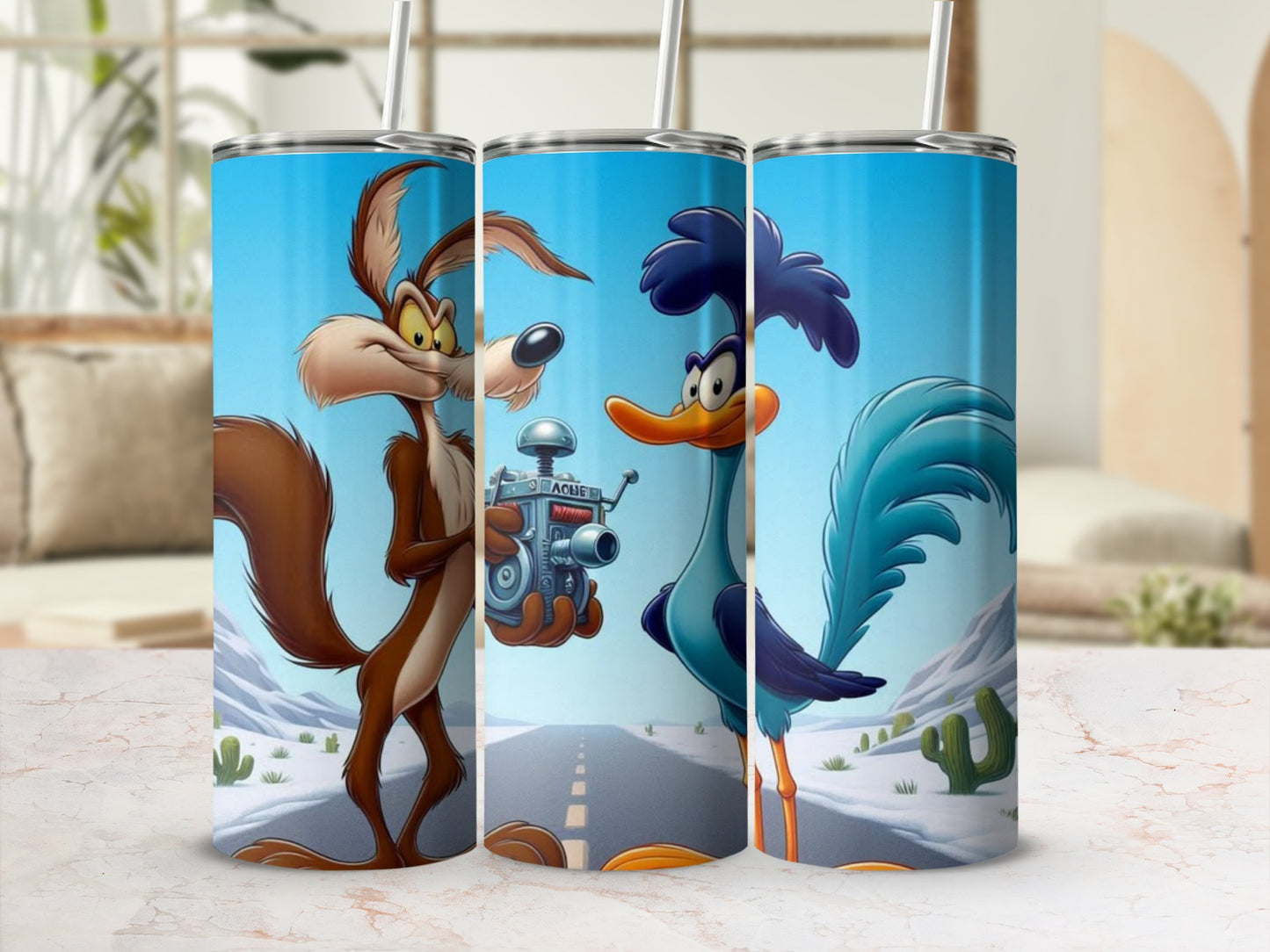 Wile E Coyote and Road Runner Illustration Tumbler