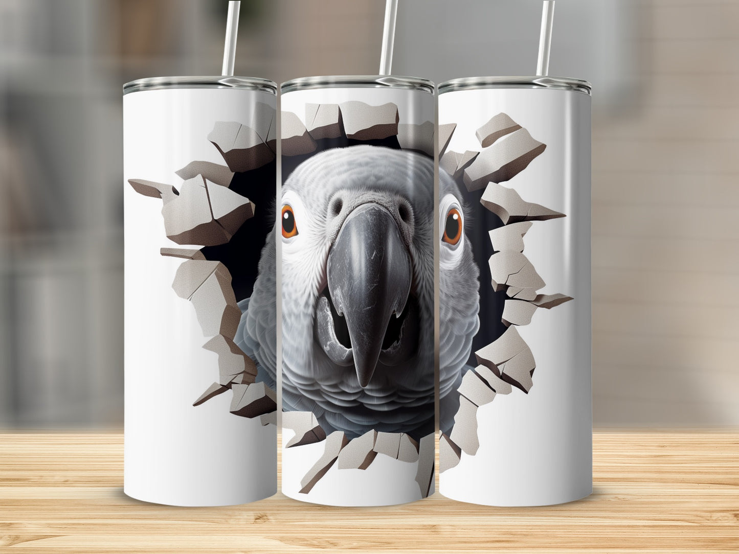 African Grey Parrot Wall Break Design Tumbler product type