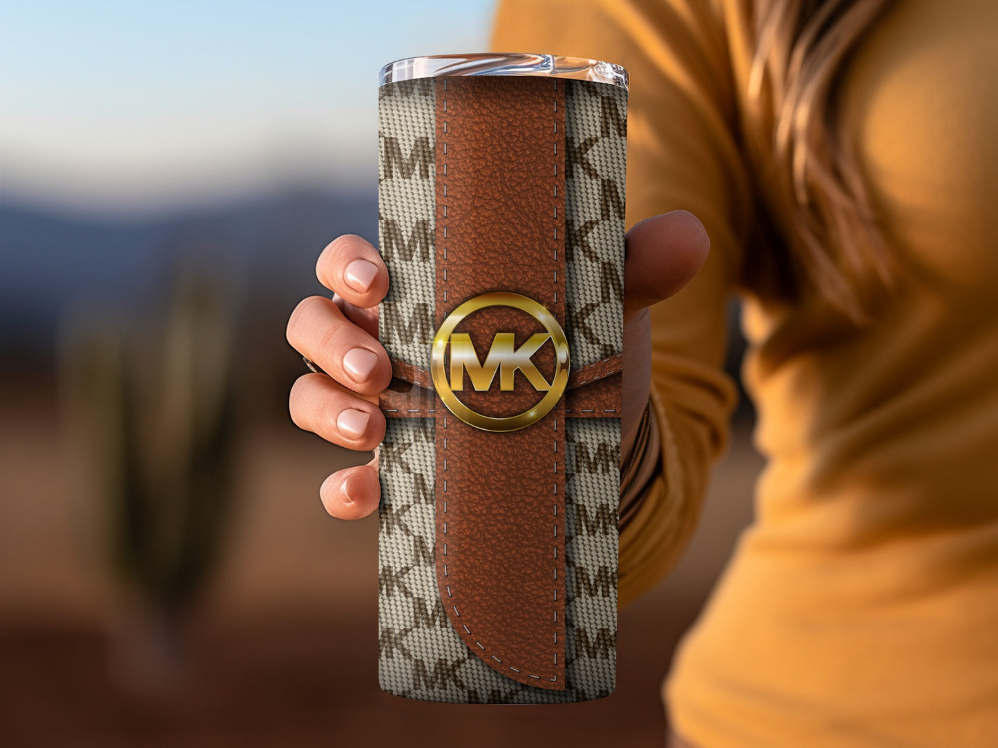 Elegant MK Patterned Insulated Tumbler Travel Mug