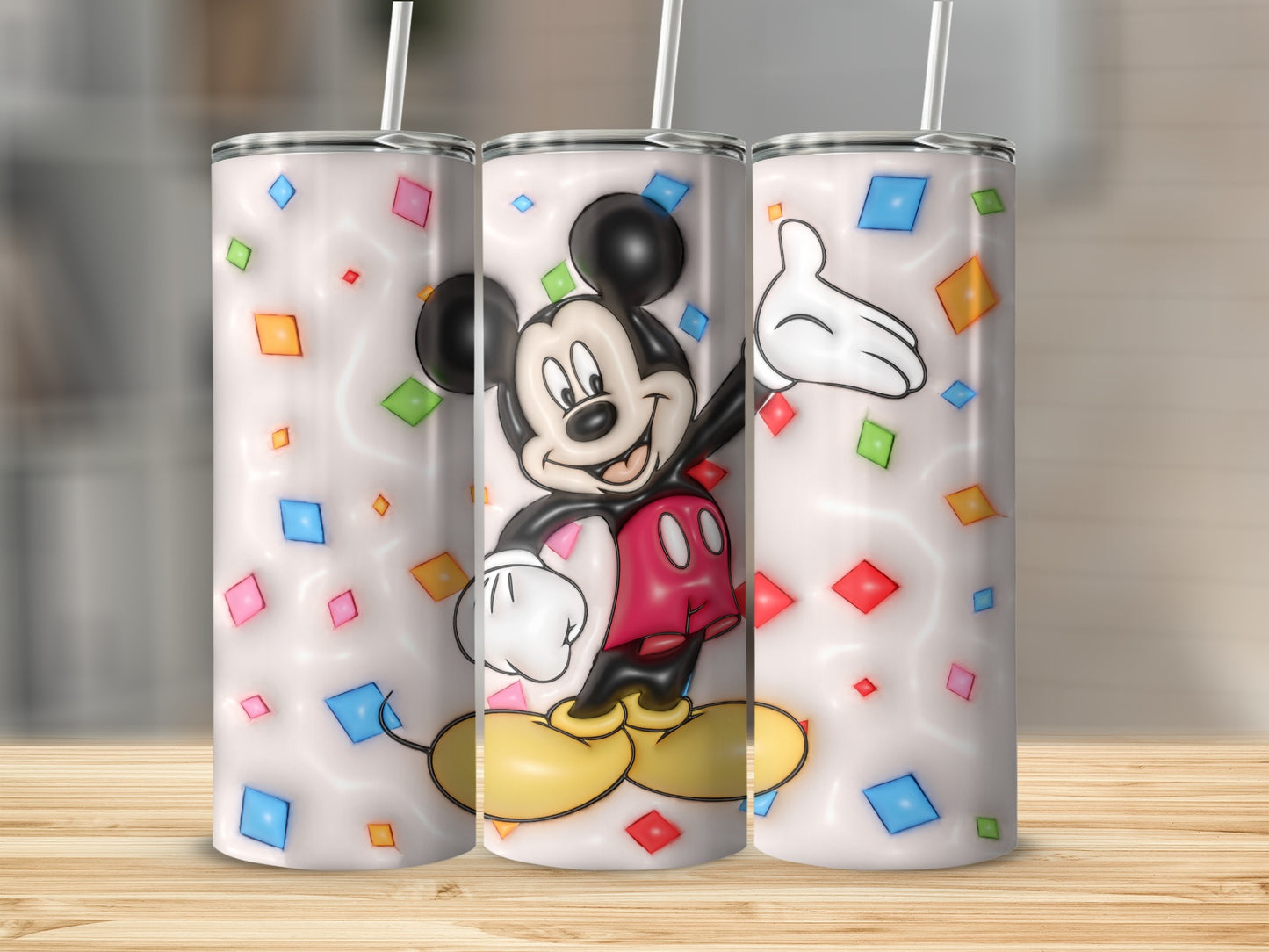Fun Character Tumbler with Colorful Geometric Shapes