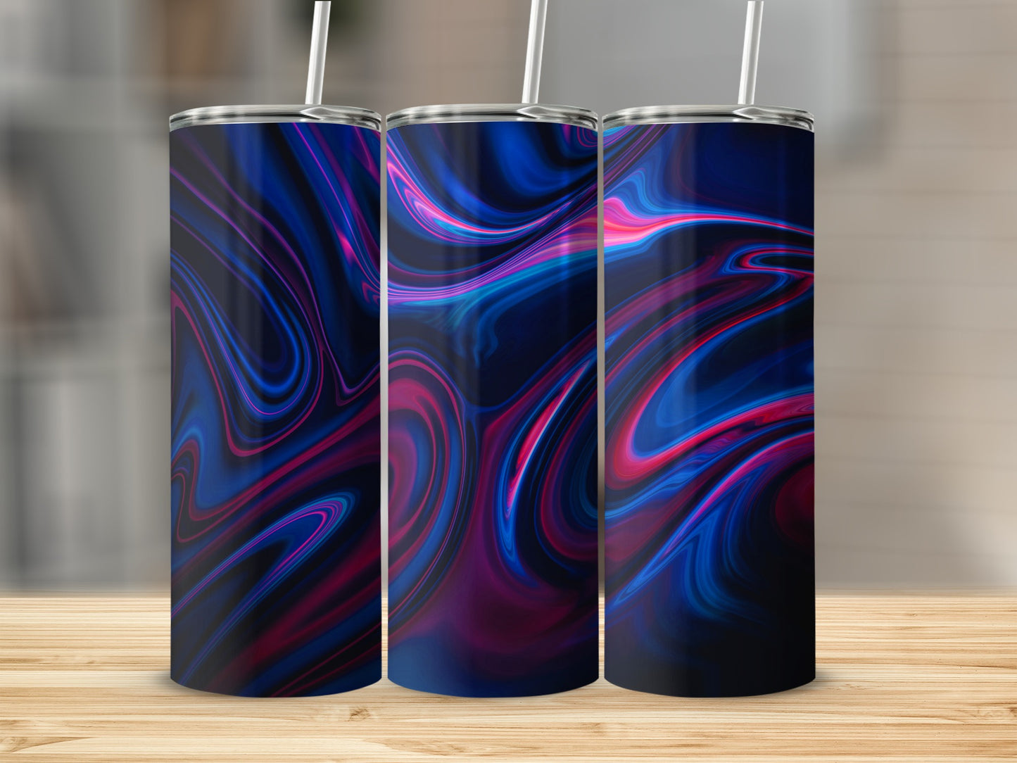 Electric Blue Pink Swirl Fluid Art Abstract Tumbler product type