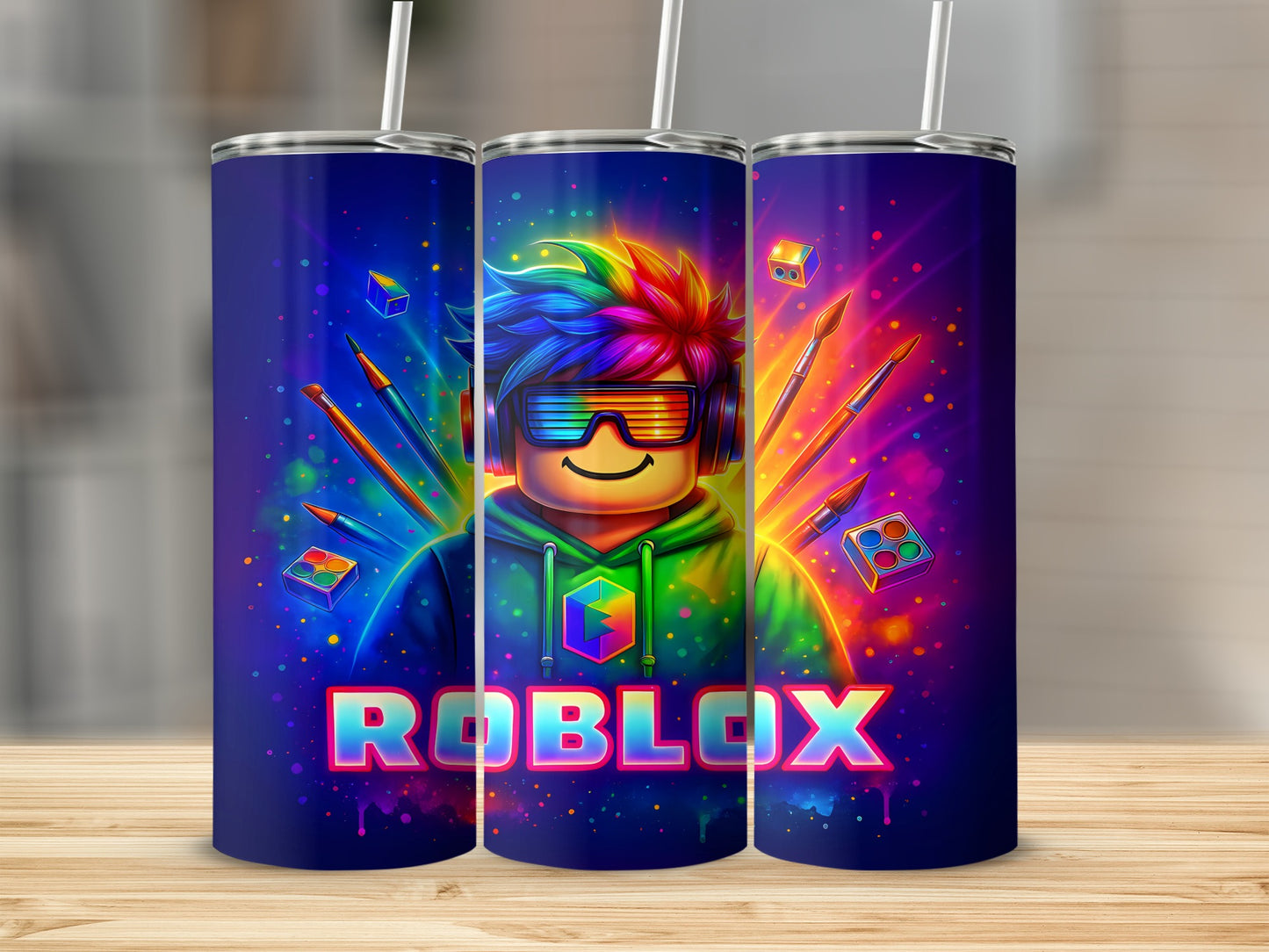 Vibrant Roblox Character Art Stainless Steel Tumbler
