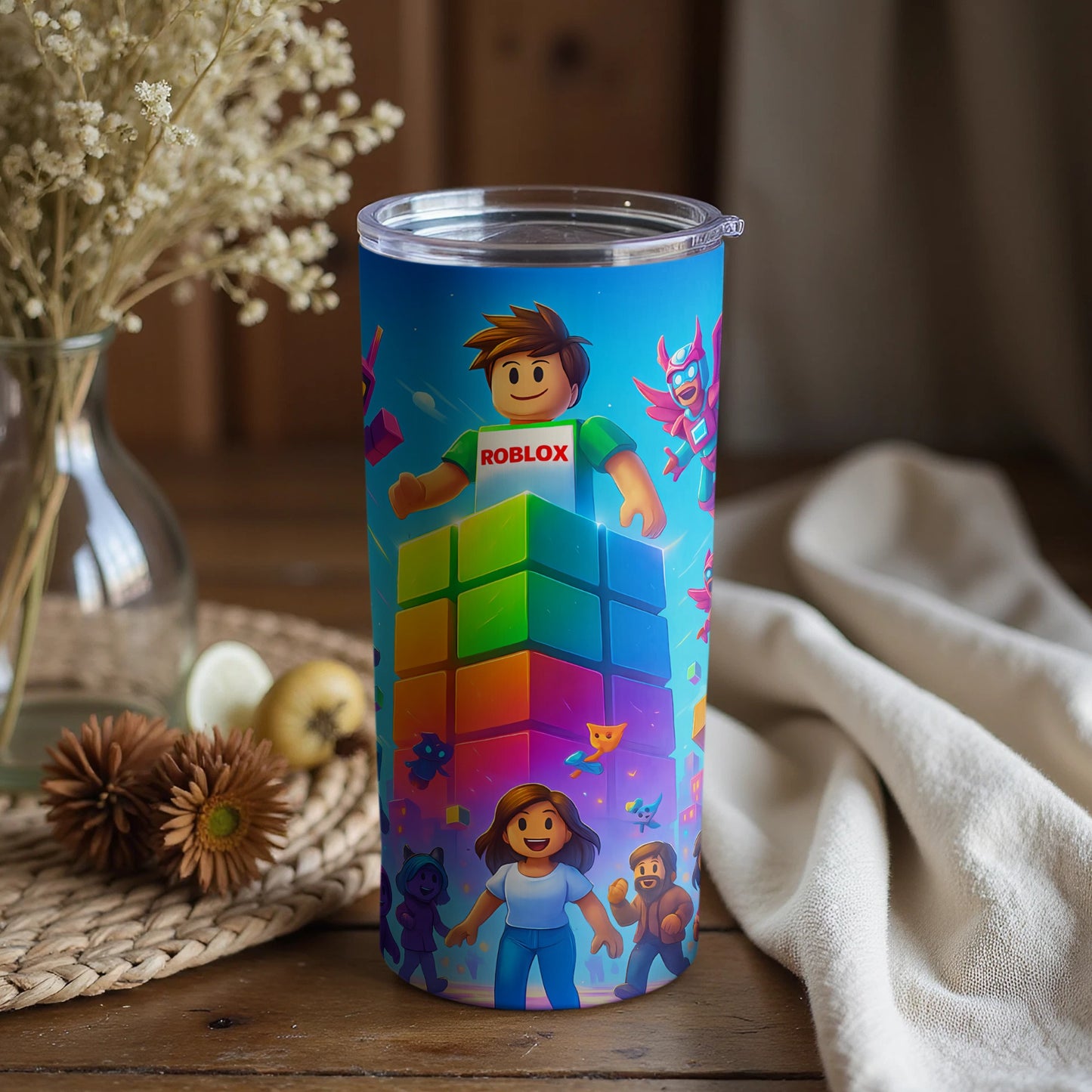 Colorful Gaming Design Character Print Tumbler