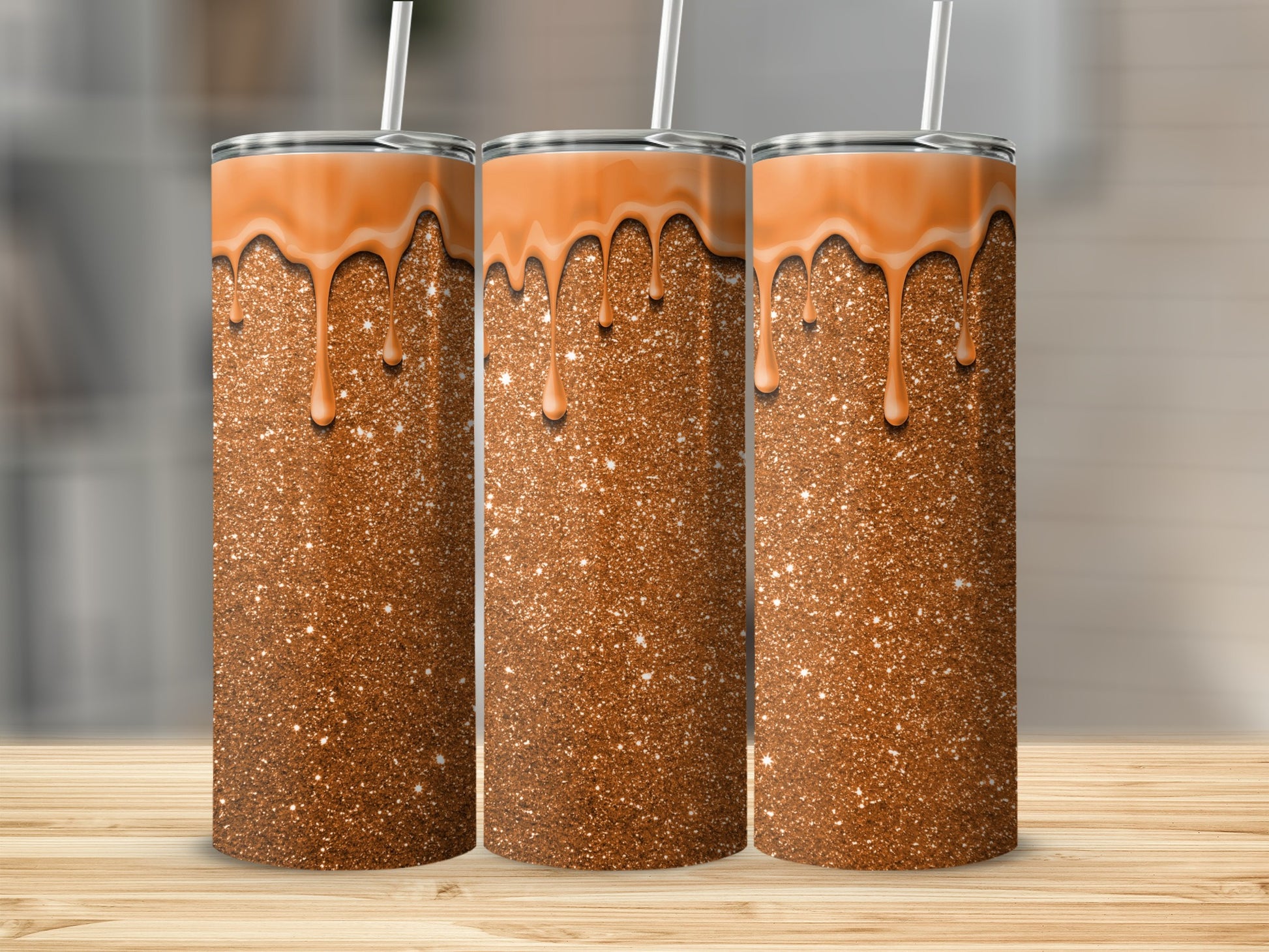 Sparkling Caramel Drip Stainless Steel Tumbler
