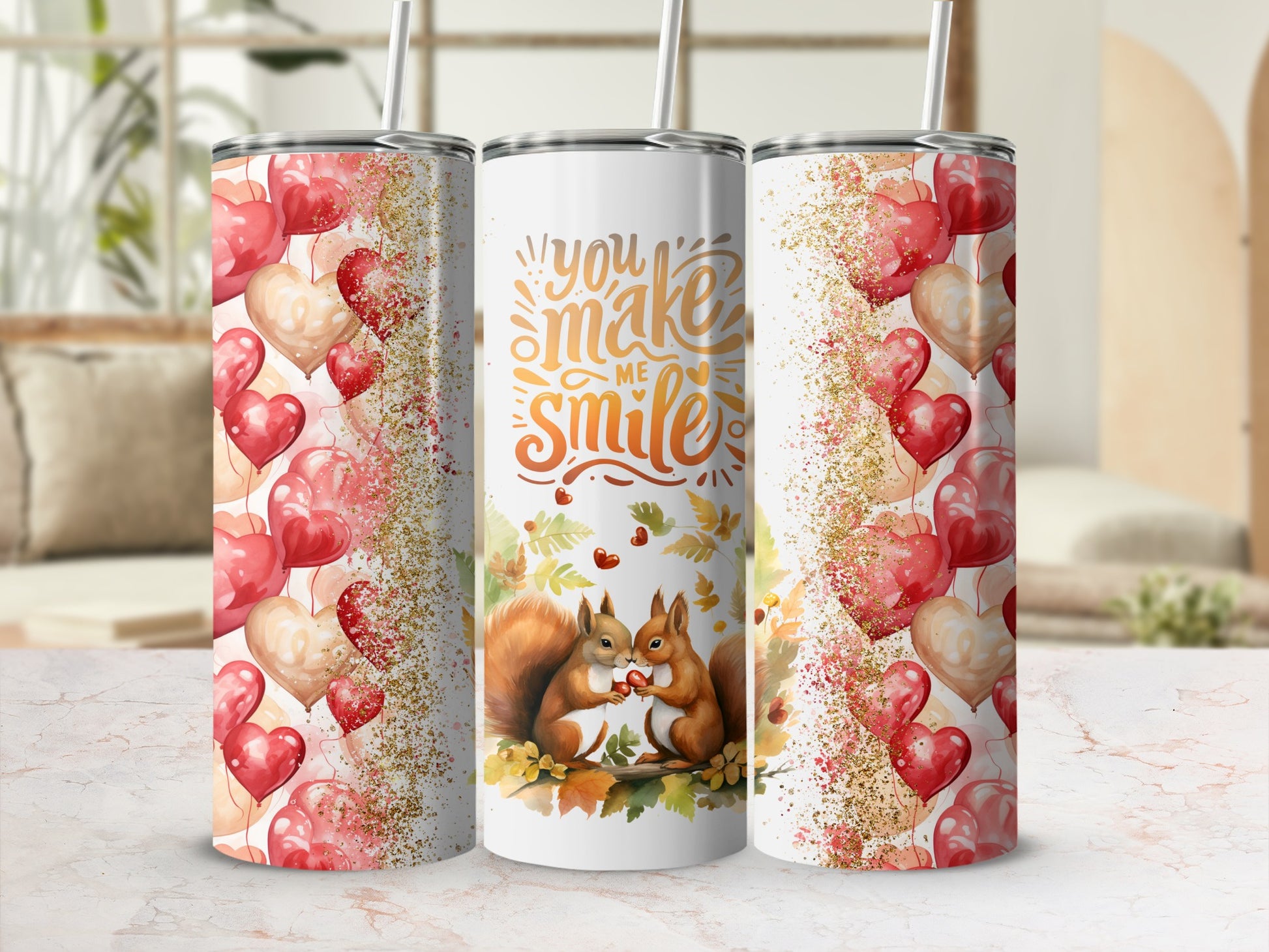 You Make Me Smile Squirrel Design Tumbler
