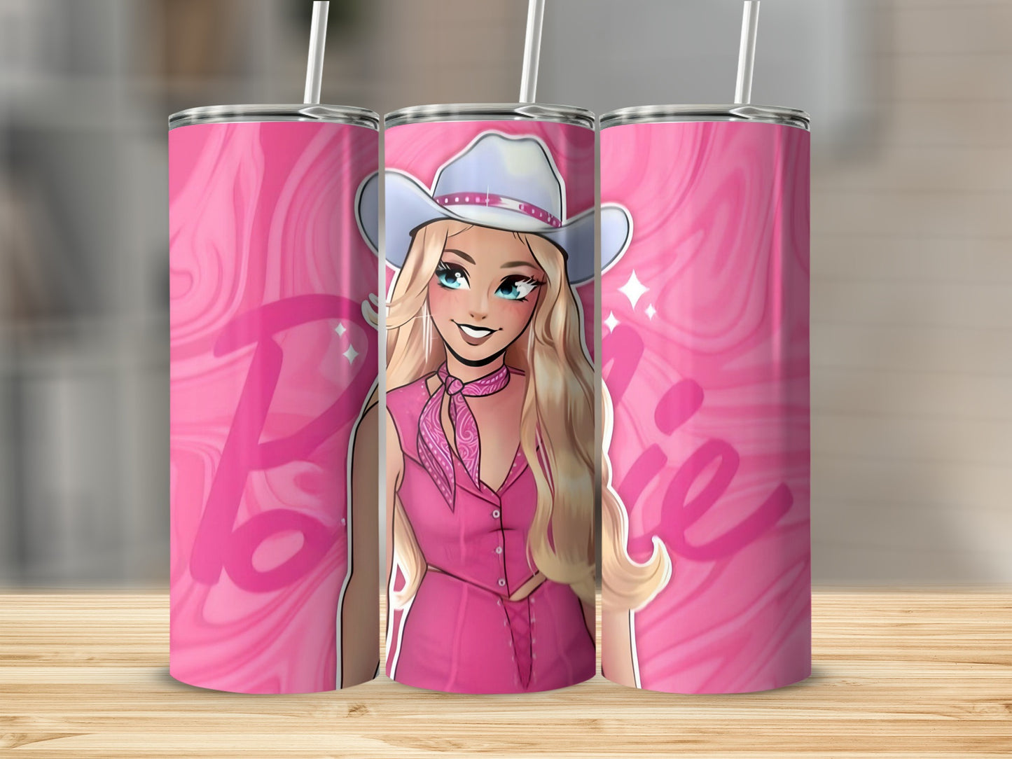 Pink Swirl Cowgirl Themed Insulated Tumbler