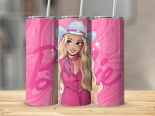 Pink Swirl Cowgirl Themed Insulated Tumbler