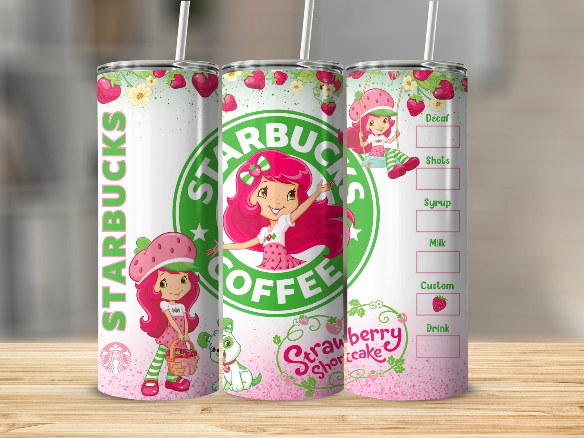 Starbucks Strawberry Shortcake Themed Tumbler Cup