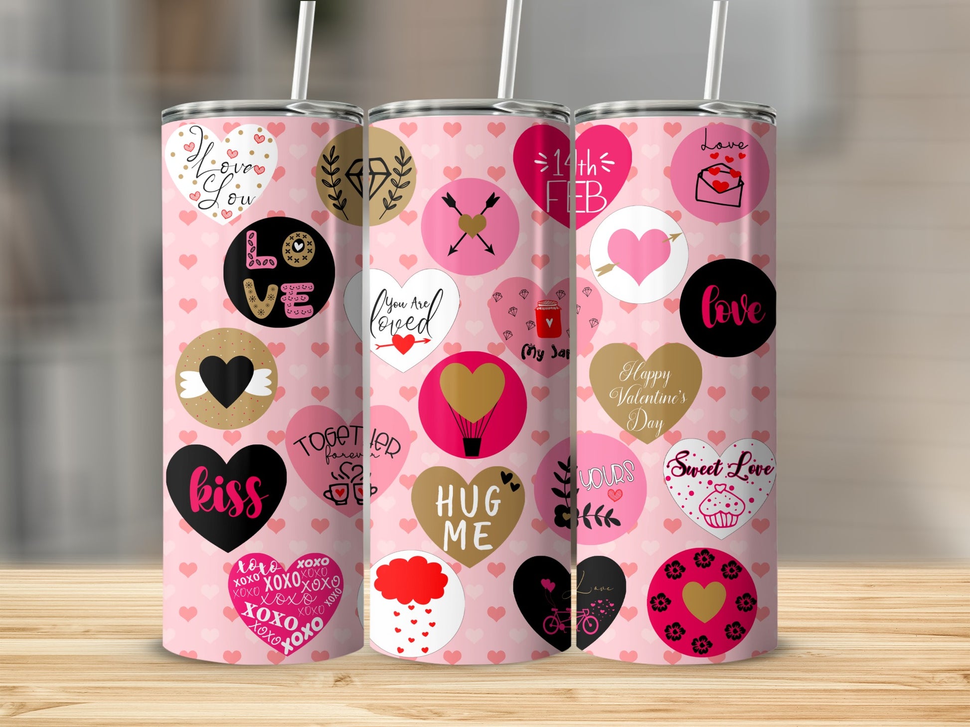 Valentines Day Pink Hearts Love Messages Tumbler product type