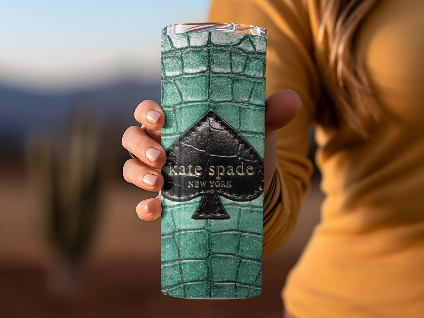 Kate Spade Inspired New York Emblem Green Crocodile Tumblers
