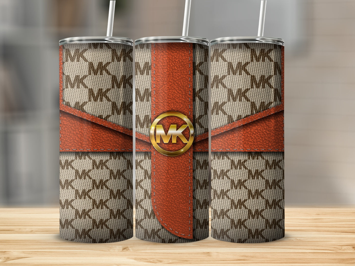 Stylish MK Pattern and Logo Design Tumbler