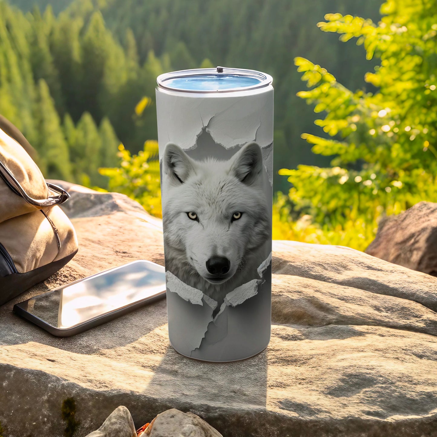 White Wolf Head Ripped Design Drink Vessel product type