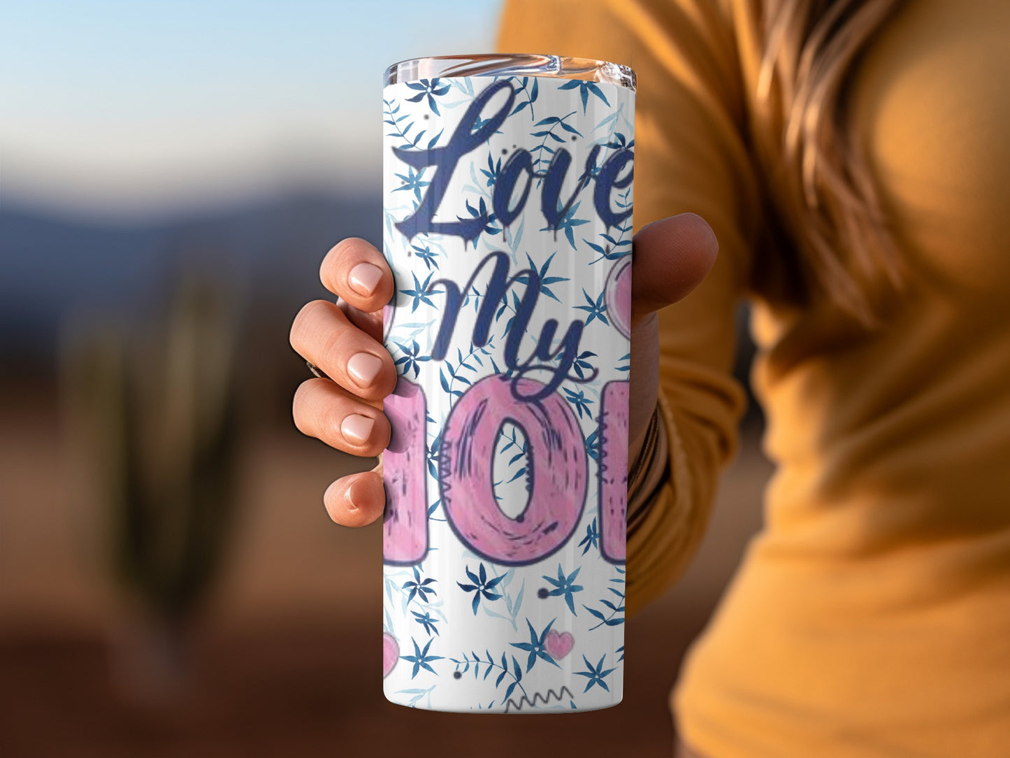 Love My Job Floral Motif Stainless Steel Tumbler