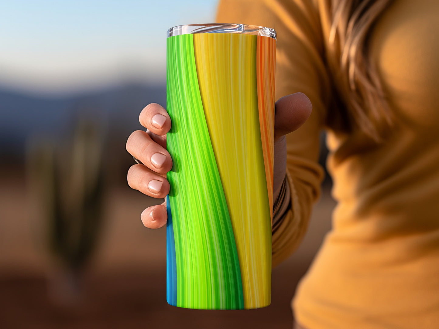 Rainbow Swirl Lines Abstract Background Image Tumblers
