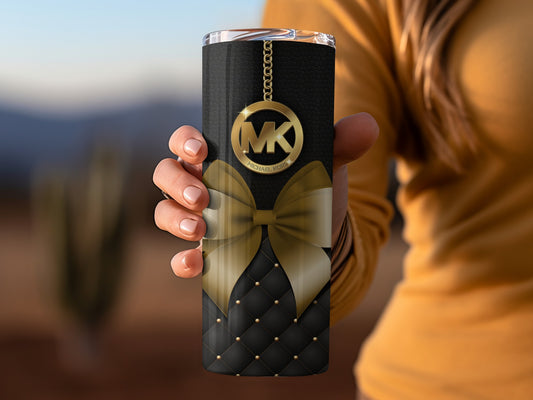 Michael Kors Black and Gold Bow Design Tumbler